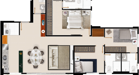 Residencial Alto Areião - Apartamento de 2 quartos 65m² no Setor Pedro Ludovico em Goiânia